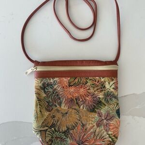 Jennie Vaughn Designs elephant Tapestry Leather Crossbody Bag